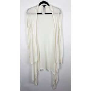 MNG‎ Basics Women's Cream Knit Duster Open Cardigan Waterfall Drape Size M